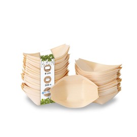 BIOZOYG Pack of 200 Buffet Accessories Snack Bowls Wood 8 cm - Alternative for Bamboo Plates Disposable Natural - Disposable Tableware Modern - Catering Accessories Wooden Bowls