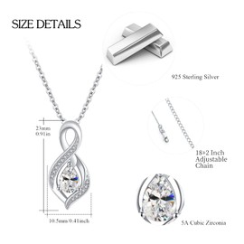 OHAYOO Infinity Necklace Women's 925 Sterling Silver Birthstone Chain Infinity Chain Birthstone Jewellery Gifts for Women Mum, Sterling Silver