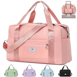 FIORETTO for Ryanair Airlines Cabin Bags 40x20x25 Underseat Travel Hand Luggage Carry on Bag Weekend Overnight Duffle Holdall Bag for Women and Men Pink