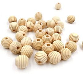 TONAUP Pack of 200 Wooden Beads, Wooden Balls with Hole, Natural Round Wooden Balls, Beehive Beads, Used for Making DIY Jewellery, Painting, Art Projects