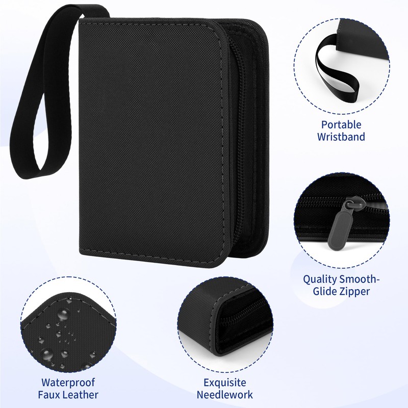 1 Pocket Card Binder with Zipper, 100 Pockets Mini Trading