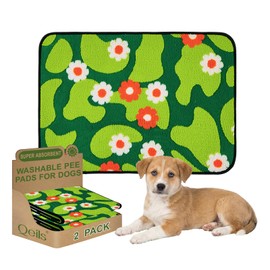 Reusable Puppy Pads for Small Dogs, Washable Pee Pads with Non-Slip , Absorbent Leakproof Mat for Crates, Playpens, Pet Beds & Whelping, Indoor Potty Training Grass Green, 23"x36", 2 Pack