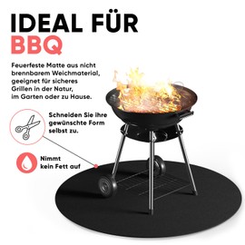EVOCAMP Fireproof underlay 50 x 50 cm, heat-resistant up to 982 °C, fireproof fabric, ideal as a fire protection mat, as a grill mat, heat protection mat, non-flammable, suitable for 2-burner gas stoves