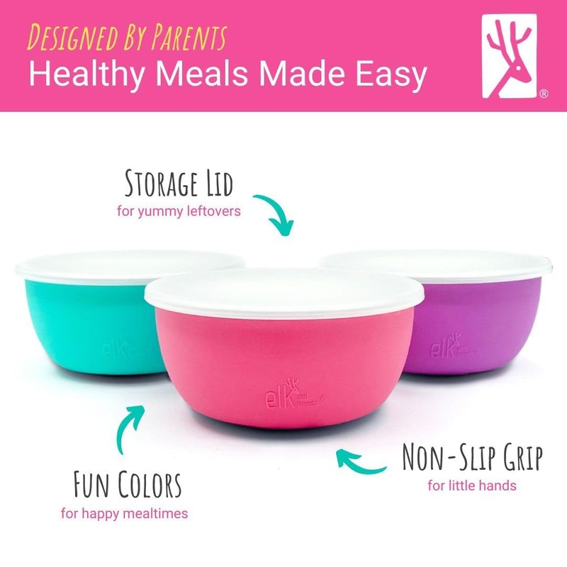 Elk and Friends Stainless Steel Bowls + Silicone Sleeve and