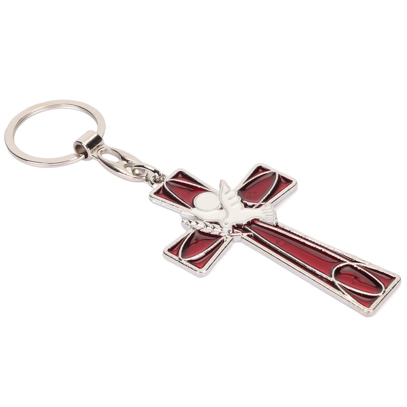 Cross Keychain Peace Bird Vibrant Colors Strong Alloy Skin Friendly