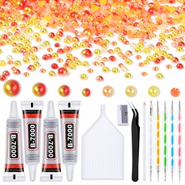 10000 PCS Pearls for Nails Rhinestones for Nails with 4 pcs 15 ml B7000 Glue, Pearls for Craft 4 Mixd Colors and Sizes Flatback Pearl for Nails Crafts Face Makeup Shoes Hair