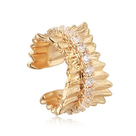 VACRONA Gold Ear Cuff Earrings for Women 14K Gold Plated Non Pierced Clip on Cartilage Cubic Zirconia Sparkling Earrings Gifts| Single