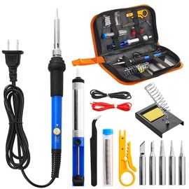 Cautin para Soldar, OUDAR Kit de Soldador Electronica con Estuche de Transporte, Soldador de Temperatura Ajustable, Cautin Electronica con Ppuntas de Soldadura, Alambre de Soldadura, Soporte.