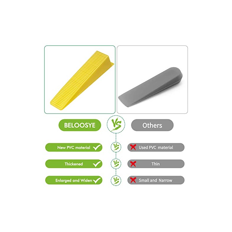 Tile Leveling System Wedges, 300pcs Reusable Tile Leveler Wedges for