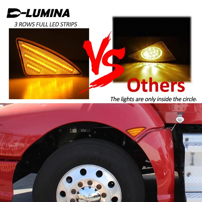 D-Lumina LED Side Marker Lights Clear Lens Compatible with 2008-2021