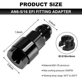 JUSTTOP 6AN Male to 5/16" Quick-Disconnect Female EFI Fitting, Aluminium EFI Fuel Line Connector, Quick Connect Disconnect Female Fuel Rail Adapter Fitting, Car Accessories