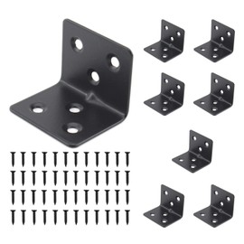 Heavy Duty Stainless Steel Corner Bracket,ULIFESTAR L Shaped Shelf Bracket 90 Degree Corner Brace Large Joint Right Angle L Bracket for Furniture Wood Cabinets Shelves 8 Pack Black(38x30x30mm)