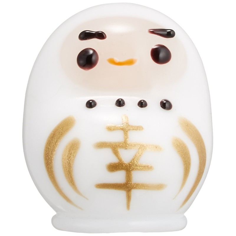 かわいい 手作り ガラス細工 幸せだるま(白) CYK494