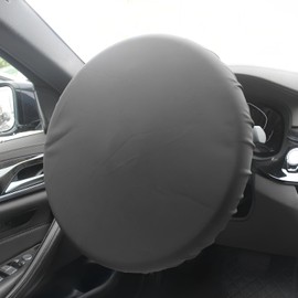 YYTQP Steering Wheel Cover Sun Shade, Black-Coated Cloth Steering Wheel Protector, Auto Sun Block Cover Accessories for Cars Trucks Suvs (Black)