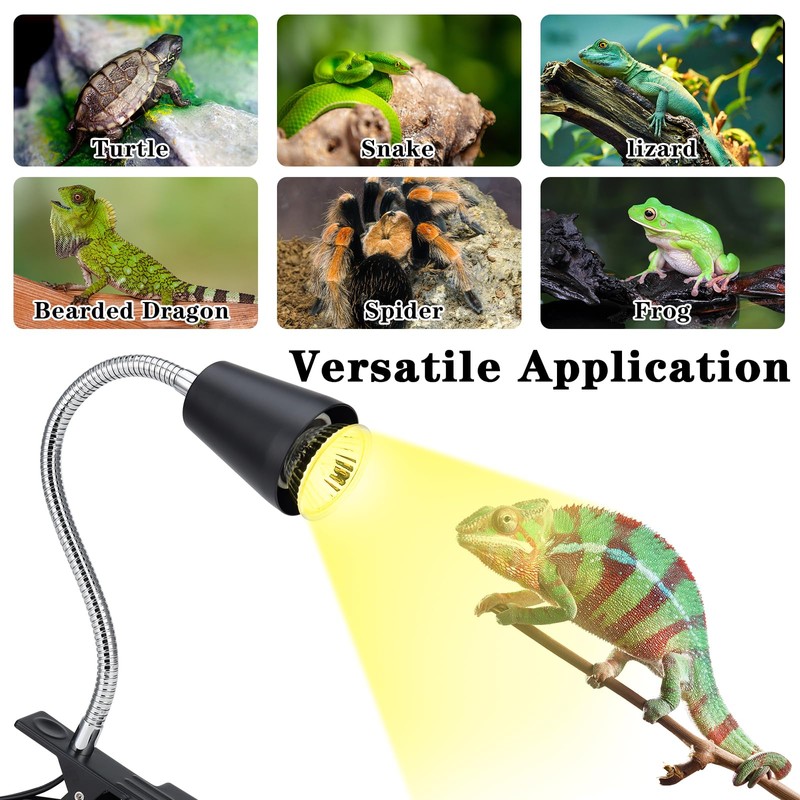 ZJNBMTFY Reptile Heat Lamp,UVA/UVB Reptile Light,360° Rotatable Clip,Turtle Heating Lamp