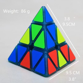 Blue Fluorescent Pyramid Cube Speed Cube Glow in Dark Magic Speed Cube 3-D Brain Teasers IQ Puzzles for Kids and Adults (Pyramid Blue Fluorescent)