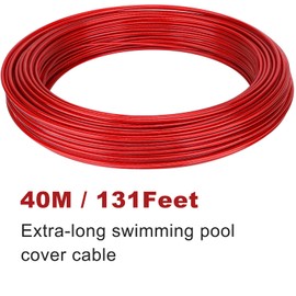 DIRAEEN Wire rope tensioner for swimming pool tarpaulins, for securing pool covers in winter, diameter 2 mm long, 40 m wire rope and turnbuckle