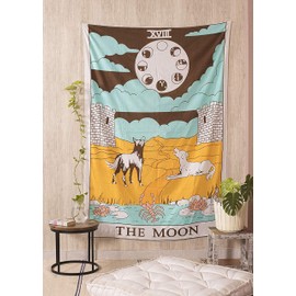 raajsee The Moon Tarot Tapestry Aesthetic – Sun Moon Star Indie Tapestries Wall Hanging – Tarot Card Small Tapestry Bedroom - Hippie Room Decor - Boho Tapestrys Trippy 30x40 Inches