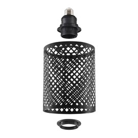 WOERFU E26 to E26 Edison Light Fixture Vintage Black Metal Cage Light for Wall Sconce Pendant Floor Lamp & Ceiling Light Fixture