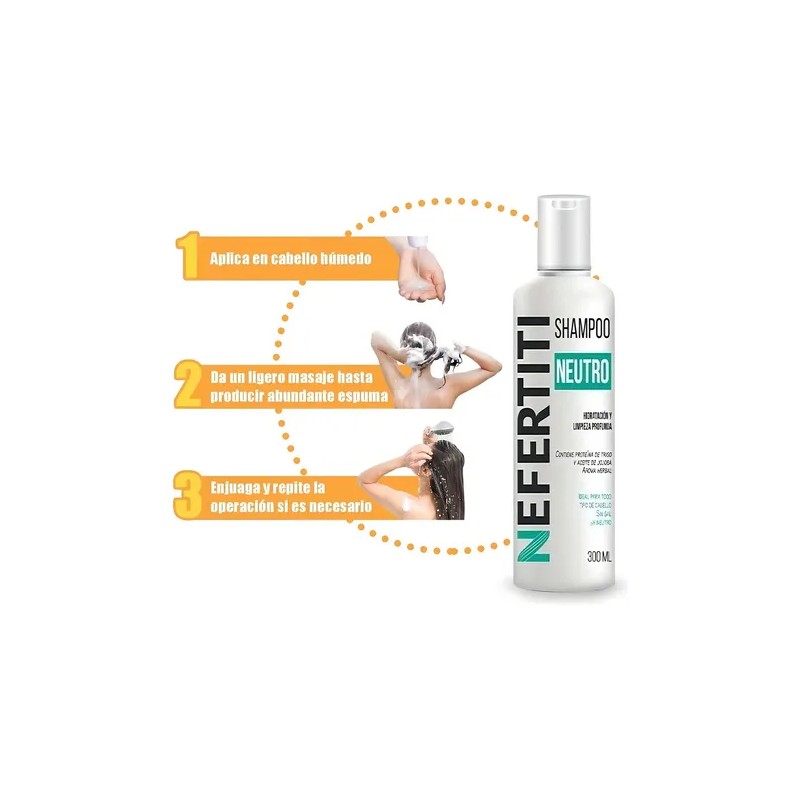 Shampoo Neutro Sin Sal Nefertiti Limpieza Profunda 300ml