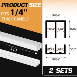 Landical 2 Pack Plastic Sliding Door Track Set for 1/4" Thick Panels Sliding Glass Door Track Sliding Cabinet Door Track Window Sliding Track Easy Quick Installation Sliding Track (White,3 ft)