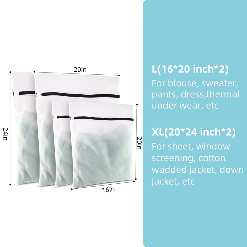 GOGOODA Set of 4 Large Laundry Mesh Bags Delicates Net