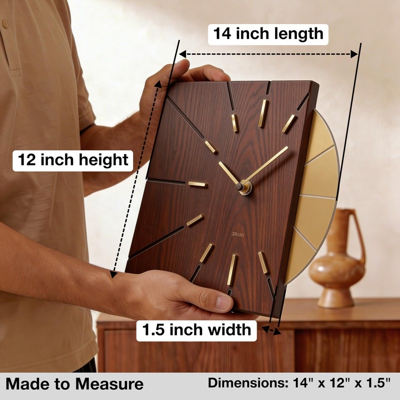 Driini Clocks Mid Century Modern Wall Clock - Square Wood