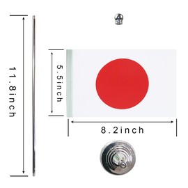 GentleGirl Japan Flag Japanese Flags, Small Mini Japanese Flag Desk Flag Stick Office Table Flag on Stand Base,Festival Events Celebration,Home Decoration