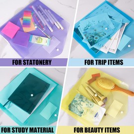 Ansook Document Wallets A4, Pack of 25 PP Envelope with Press Stud and Label, Transparent Wallet, A4 Document Folder, Transparent Pockets, Wallet Bag for Document Organising, 5 Colours