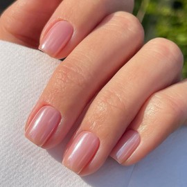 SXVME Acrylic Press on Nails Short Square, Glazed Mauve Pink Fake Nails with Design, Sparkle Chrome Nails Press ons Short Coffin, Handmade Soft Gel Glue on Nails for Holiday Nail Art in 24 Pcs