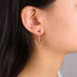 Allereya Boho Triangle Ear Jacket Earrings Hollow Triangle Earrings Gold Triangle Stud Earrings Triangle Geometric Earrings Jewellery For Women, Zinc, No Gemstone