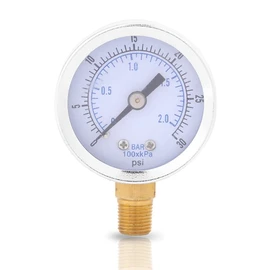Low Pressure Gauge, 0-30psi 0-2bar Mini Dial Hydraulic Pressure Gauge, 1/8" BSPT Thread Pressure Gauge, for Air, Water, Oil