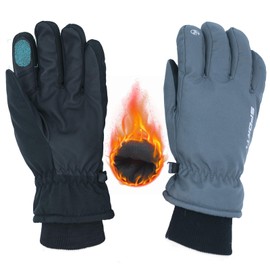 Generisch Kids Cycling Ski Gloves Touch Screen Waterproof Windproof Warm Grey Unisex Youth Adult