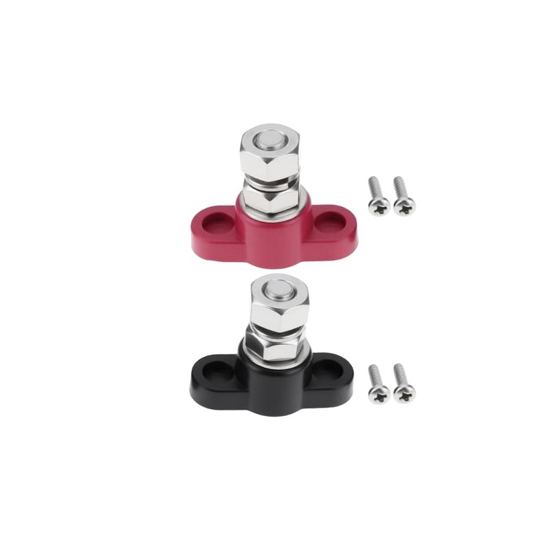 YINETTECH 2Pcs 3/8inch 12VDC 250A Insulated Terminal Stud Red and