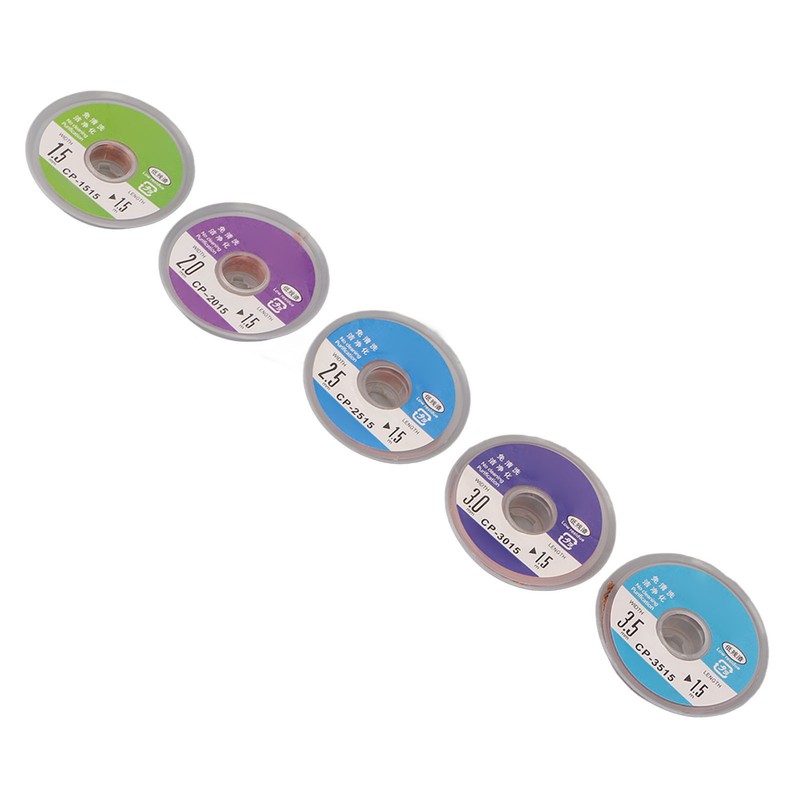 5 Pcs Solder Wick Set 1.5mm 2mm 2.5mm 3mm 3.5mm