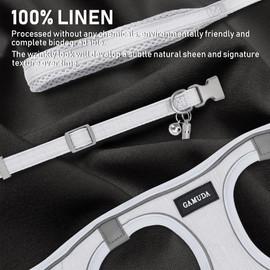 GAMUDA Small Pet Harness Collar and Leash Set, Step in No Chock No Pull Linen Fabric Soft Mesh Dog Vest Harnesses Reflective for Dogs Puppy Cats Kitten Rabbit (White, S)