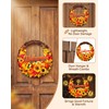 Fall Wreath for Front Door, Wooden Pumpkin Maple Leaf Door