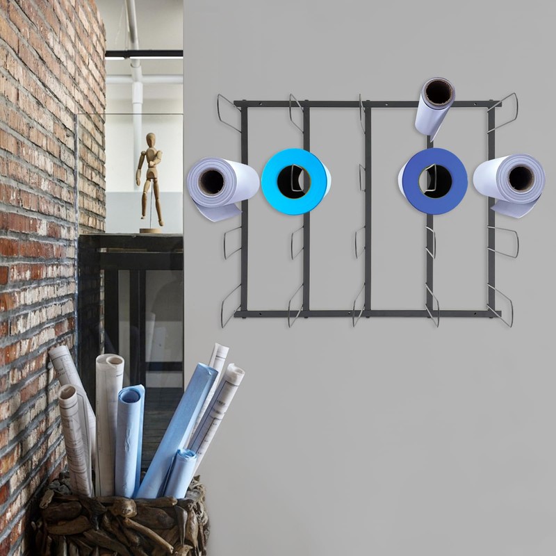 Vinyl Roll Storage Rack, Wall Mount Vinyl Roll Holder, Blueprint