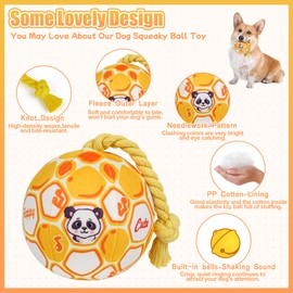 VerdeVilla Dog Toys for Small Dogs, Interactive Dog Toys Squeaky Dog Ball Toys Rope Plush Toys Soft Stuffed Dog Toys Dog Chew Toys Puppy Toys to Keep Them Busy for Small Medium Breed- 4 Inch (Yellow)