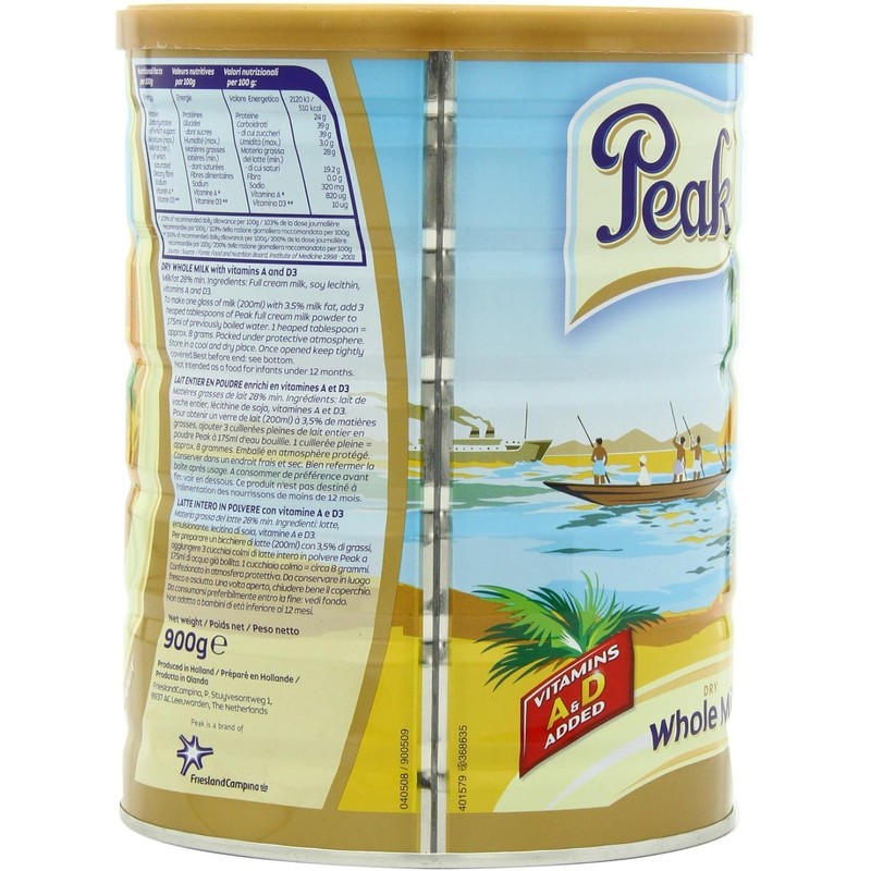 Peak Whole Milk Powder, 2 Pound (900g) Can - European