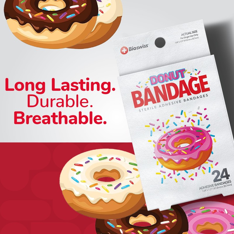 BioSwiss Kids Bandages, Donut Shaped Self Adhesive Bandage Set, Latex