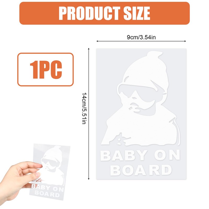 Baby on Board Sticker Car, Weatherproof and UV-Resistant, 12 x