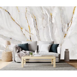 YQWDMX -Gold Marble Fabric Wallpaper Abstract Texture Mural Living Room 140" x 91" (Not Peel and Stick)
