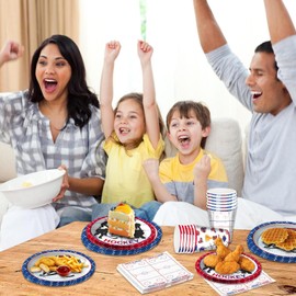 104 PCS Hockey Party Table Supplies Kit Serve 26, Includes Dinner Plates, Dessert Plates, Napkins, Cups for Ice Hockey Birthday Party Sport Events Decorations Favors