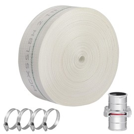 Pool Backwash Hose 2” × 100 ft Heavy Duty PVC Water Discharge Hose General Purpose Flexible Reinforced Lay Flat Pump Drain Pipe for Water Transfer, with 4 Clamps 1 Quick adapter