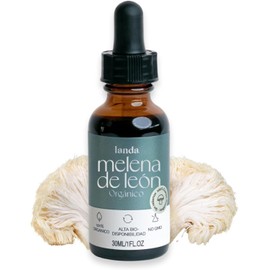 LANDA Extracto Liquido de Hongo Melena de León 30 ml Extracto líquido de Hongo Melena de León Hericium Erinaceus 100% Orgánico Alta Concentración 10:1 Soporte Cognitivo y Neurológico