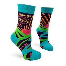 Fabdaz Today's Gonna Be a Kick A-s Day Fun Women's Crew Socks - 1 Pair, One Size Fits Most