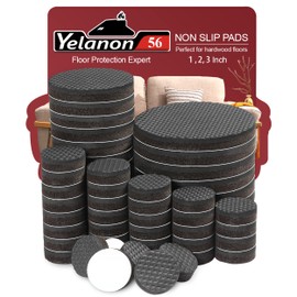Yelanon Non Slip Furniture Pads -56 pcs（1+2+3）” Furniture Grippers, Non Skid Furniture Legs,Self Adhesive Rubber Furniture Feet, Anti Slide Furniture Hardwood Floor Protector for Keep Couch Stoppers
