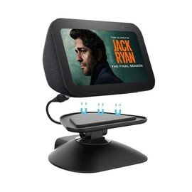 All-New Adjustable Charging Stand for Echo Show 5 (3rd Gen)， Tilt + Swivel Stand Multi Angle Rotation Magnetic Anti-Slip Base for Show 5 Compatible with Mobile Phones ,Can charge Headphones (Black)