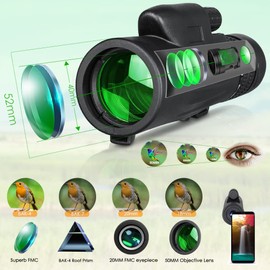 Monocular Telescope,10-30X42 High Power HD Zoom Monocular- BAK4 Prism &FMC Lens Clear and Bright With Smartphone Holder & Extendable Tripod With for Bird Watching Hunting Camping Travelling Wildlife